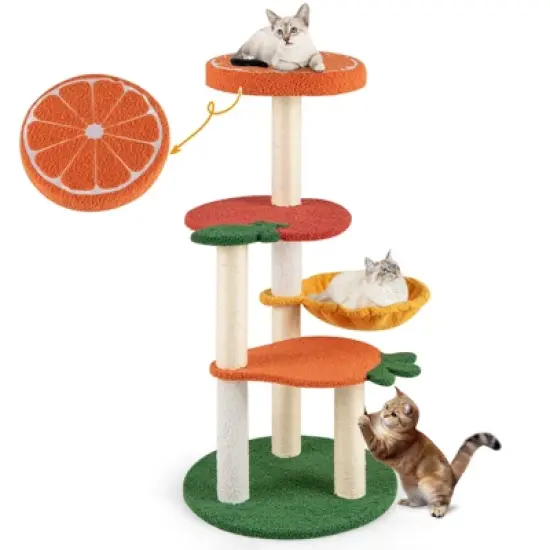 Tangkula Multi-level Cat Tree Cute Fruit World Cat Tower w/ Fruit-shaped Platforms image {10}