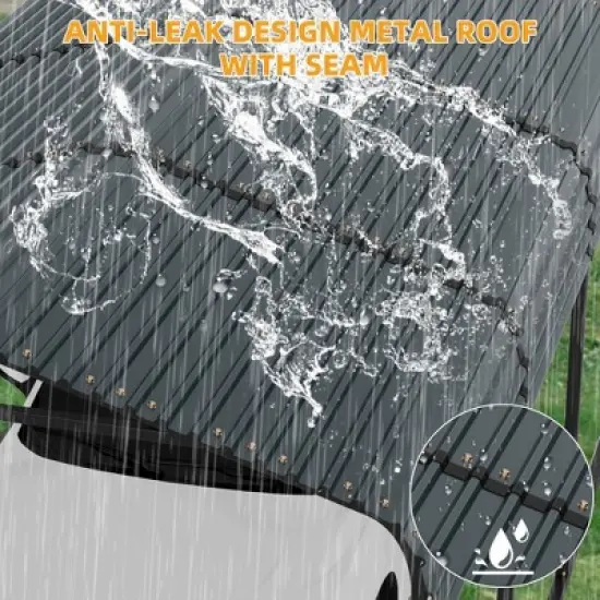 Metal Carport with Galvanized Steel Roof, Heavy Duty Metal Roof Carport with Enhanced Base, Tall Metal Carport Kits Garage for Tractors image {3}