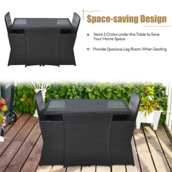 Costway 3PCS Patio Rattan Furniture Set Cushion Sofa Armrest Garden Deck image {7}