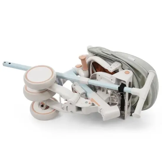 LOVSON 7-in-1 baby tricycle, equipped with removable push bar and footrest, sun canopy, safety guardrail, blue, (suitable for babies aged 1-6 months) image {7}