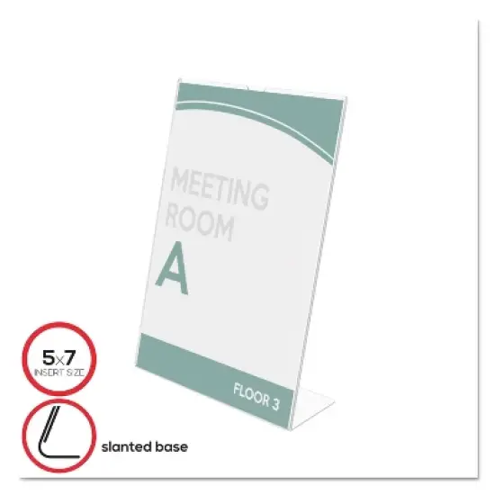 Deflecto Slanted Desk Sign Holder Plastic 5 x 7 Clear 590301 image {9}