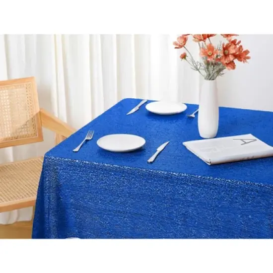 Unique Bargains 2 Pack Polyester Sequin Dining Room Parties Dances Rectangle Tablecloth Black 47"x59" image {5}