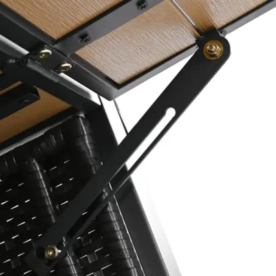 Wooakway 53"W Outdoor Grill Cart with Wheels Black Brown Wicker Rolling Kitchen Island with Storage and Extension Tabletop image {12}