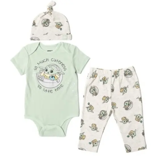 Star Wars The Child Baby Bodysuit Pants and Hat 3 Piece Outfit Set Newborn to Infant image {7}