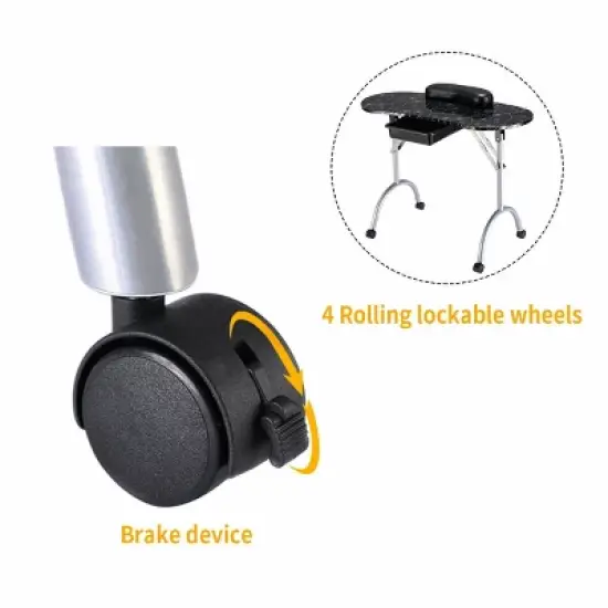 Costway Black Manicure Nail Table Portable Station Desk Spa Beauty Salon Equipment image {9}