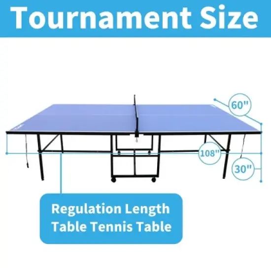 9FT Mid-Size Table Tennis Table, Foldable & Portable Ping Pong Table Set with Net, 2 Table Tennis Paddles and 3 Balls, Easy Assembly with Side Handles image {2}