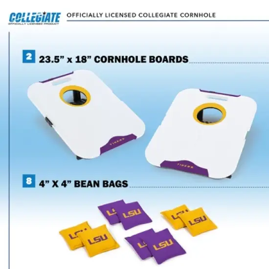 NCAA LSU Tigers All-Weather Travel Cornhole Set image {1}