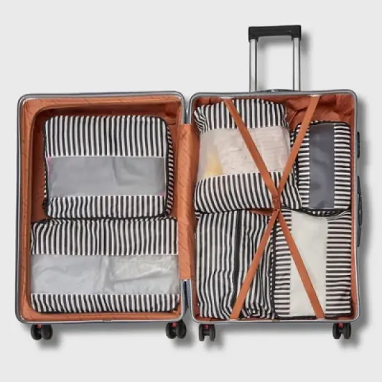 French Connection 6pc Packing Cube Set - Travel Storage Set for Luggage (Striped) image {2}