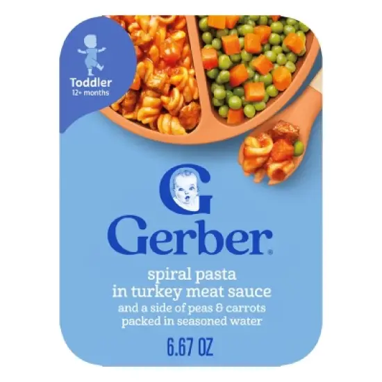 Gerber Baby Food Spiral Pasta in Turkey Meat Sauce with Green and Yellow Beans Toddler Meals- 6.67oz image {8}