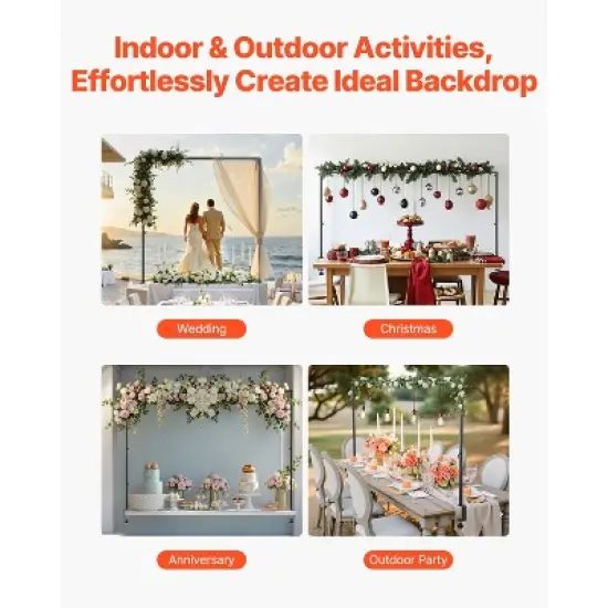 VEVOR Over The Table Rod Stand with Clamps, 13"-42" Tall & 28"-98" Length Adjustable, 2 Packs Table Arch Stand, Tabletop Balloon Arch Frame, Black image {5}