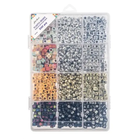 John Bead 2160pcs Square Alphabet Beads in 12 Grid Box for DIY Crafts Bracelets Necklaces Jewelry Making Bead Box image {3}
