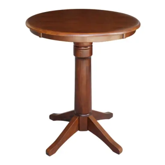 30" Nick Round Top Pedestal Table Espresso - International Concepts image {6}
