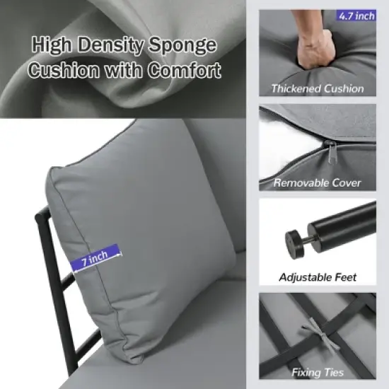 Mshliw Outdoor Patio Furniture Set - 6-Piece Modular Sectional Sofa with Coffee Table, Cushion&ndash;  Patio Seating for Garden, Backyard, Deck, Porch image {11}