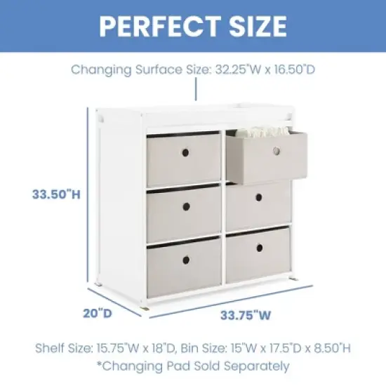 Delta Children Hayes Changing Table with Fabric Bins image {5}