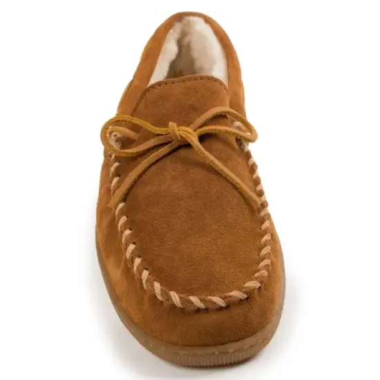 Minnetonka Men's Suede Pile Lined Hardsole Moc Slipper image {1}