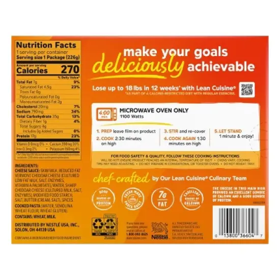 Lean Cuisine Protein Kick Vermont White Cheddar Frozen Mac and Cheese - 8oz image {1}