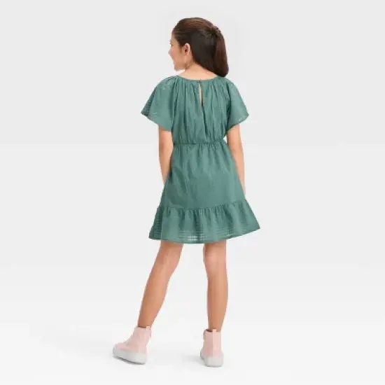 Girls' Solid Short Sleeve Woven Dress - Cat & Jack&trade; image {1}