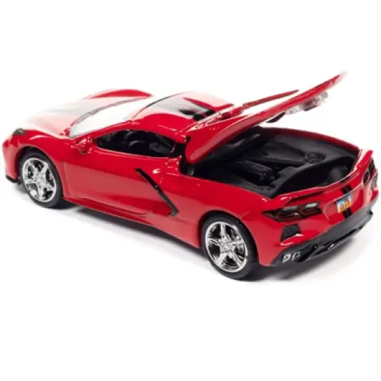 2020 Chevrolet Corvette C8 Stingray Torch Red w/Twin Black Stripes Ltd Ed to 15702 pcs 1/64 Diecast Model Car by Auto World image {2}