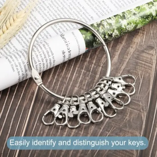 Unique Bargains 3.4 Inch Dia Key Organizer Keychain Key Management Holder with 10 Buckle Ring for Office Silver 1pcs image {4}