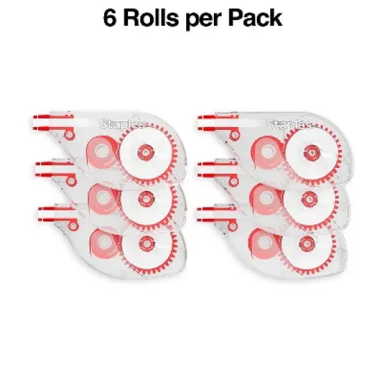 Staples Correction Tape White 6/Pack (ST59819) ST59819-CC image {6}