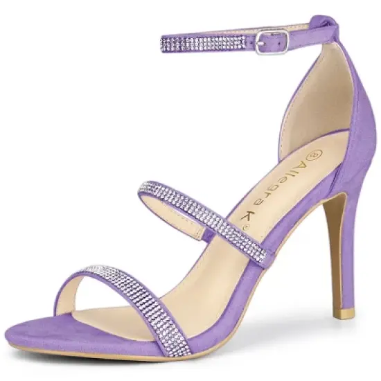 Allegra K Women's Strappy Rhinestone Heel Sandals image {12}