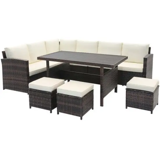Costway 7 PCS Patio Furniture Set Rattan Sectional Conversation Sofa Coffee Table Porch image {8}