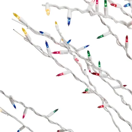 Northlight 6' Prelit Artificial Christmas Tree White Lighted Cascade Twig Outdoor Decoration - Multi-Color Lights image {9}