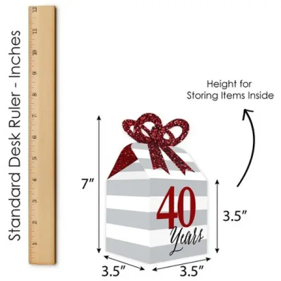 Big Dot of Happiness We Still Do - 40th Wedding Anniversary - Square Favor Gift Boxes - Anniversary Party Bow Boxes - Set of 12 image {5}