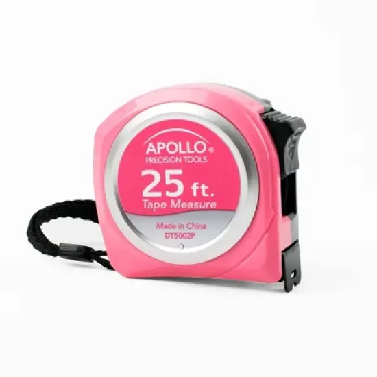 Apollo Tools 25' DT5002P Tape Measure Pink: 25ft Plastic Ruler, Small Measuring Tool, Lifetime Warranty image {4}