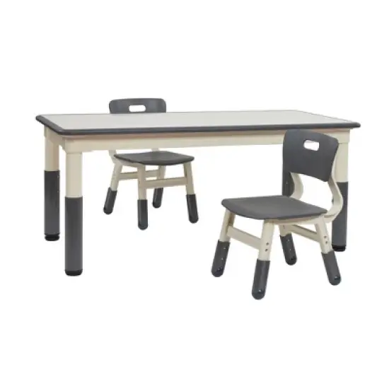 ECR4Kids Rectangle Dry-Erase Activity Table with 2 Adjustable Chairs, 3-Piece image {8}