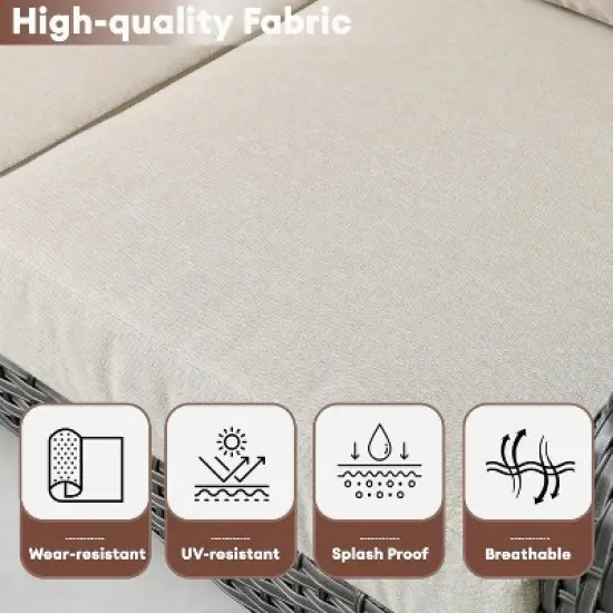 XIZZI Outdoor Wicker Sofa Set with Optional Swivel Chairs, 3.5" Cushions 5 Colors (Gray, Black, Navy, etc.), All-Weather Rattan, Modular 2-7 Pieces image {3}