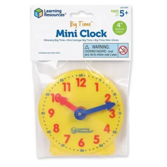 Learning Resources Big Time Mini Clock Teaching Clock Classroom Accessories Ages 5plus: Plastic, Kindergarten, Teaching Aid image {1}