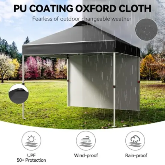 10x10 Pop-up Canopy，Patio Tent，Patented One Push Tent for Outdoor Events Commercial Instant Canopies，Canopy Wind Tunnel Design，with Wheeled Bag image {7}