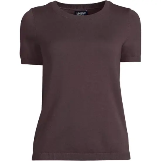 Lands' End Women's Fine Gauge Crew Neck Short Sleeve Tee Sweater image {9}