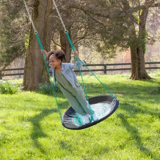 HearthSong 36-Inch Polka-Dot Round Platform Swing with Foam-Padded Steel Frame image {5}