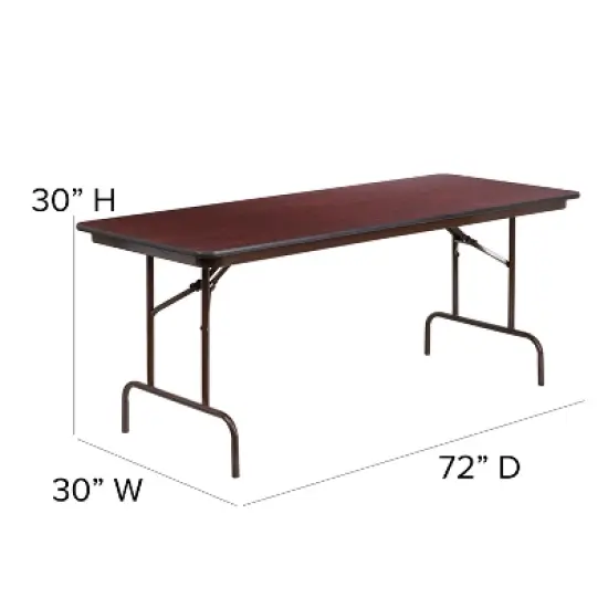 Flash Furniture 6-Foot Mahogany Melamine Laminate Folding Banquet Table image {3}