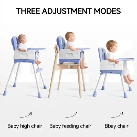 BabyBond Portable 3 in 1 Baby High Chair, Convertible High Chair for Babies and Toddlers with 5 Point Harness and Three Adjustable Height Settings image {2}