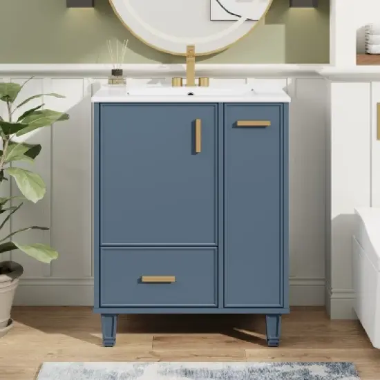 Christopher Knight Home Able 24" Bathroom Vanity with Ceramic Sink, 2-Tier Pull-Out Basket and Deep Drawer image {9}