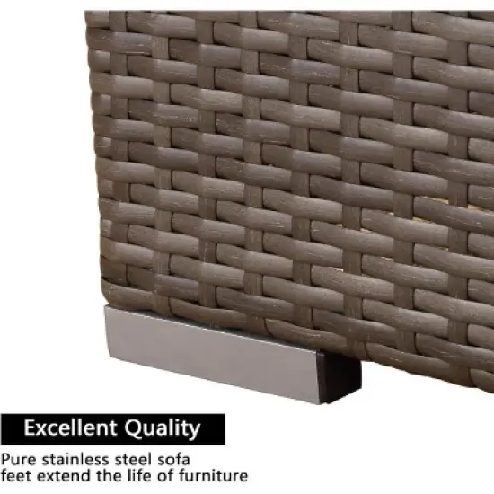 FIONECA 2-Piece Patio Furniture Set with Coffee Table, Grey PE Rattan Outdoor Conversation Set, Water-Resistant Cushions image {5}