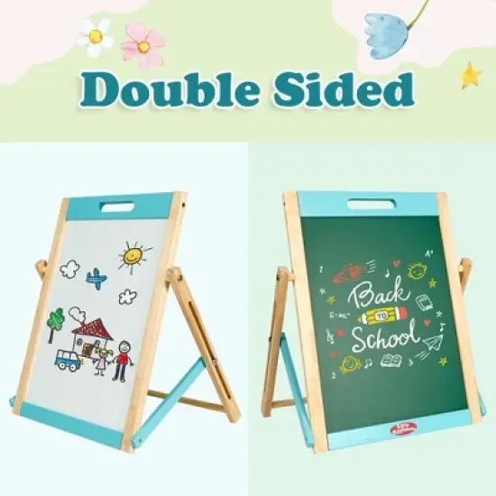 Easy Playhouse: Wooden Tabletop Art Easel - Double-Sided Magnetic Chalk & White image {1}