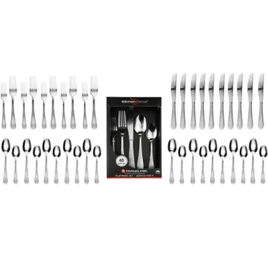 J&V TEXTILES 40-Piece Stainless Steel Flatware Silverware Set for 8 image {14}