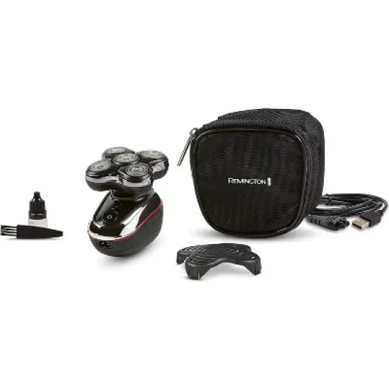 Remington Balder Deluxe XR7100, Head Rotary Shaver with Titanium Blades, Storage Pouch, Wet/Dry Shaving, 5 Dual Track Flexing Heads, Pop-Up Trimmer image {7}