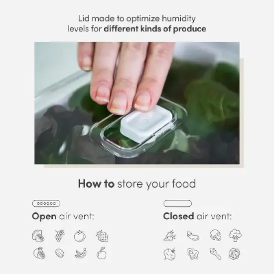 OU Fridge Organizer Bin with Drain Basket & Vented Lid, Clear Stackable Refrigerator Storage Container, Produce Kitchen Storage Bin, BPA Free, 4 Pack image {3}