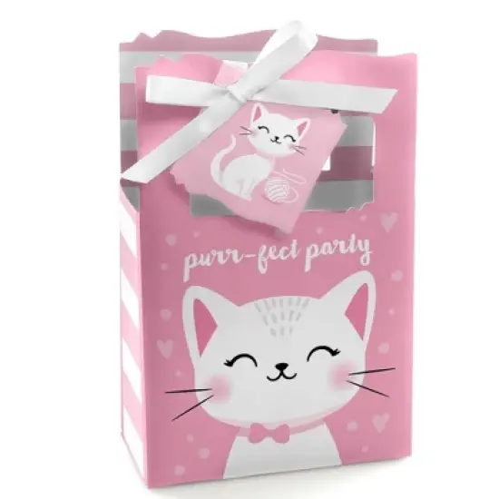 Big Dot of Happiness Purr-fect Kitty Cat - Kitten Meow Baby Shower or Birthday Party Favor Boxes - Set of 12 image {6}