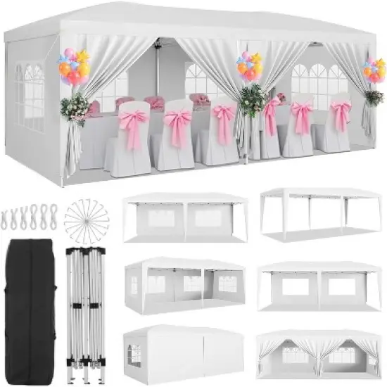 10x20 FT Heavy Duty Canopy Tent with 6 Removable Sidewalls, Thickened Legs, 420D Fabric, Roller Bag, 6 Sandbags, 18 Stakes image {7}