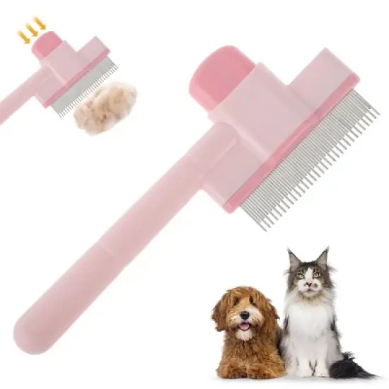 Unique Bargains Self-Cleaning Pet Hair Removal Brush with Release Button for Massaging and Removing Shedding 1 Pc image {7}
