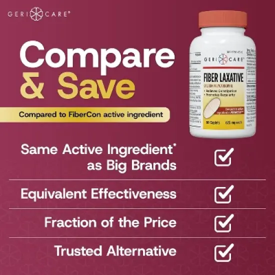 Geri Care Fiber Laxative Calcium Polycarbophil, 90 Count image {6}