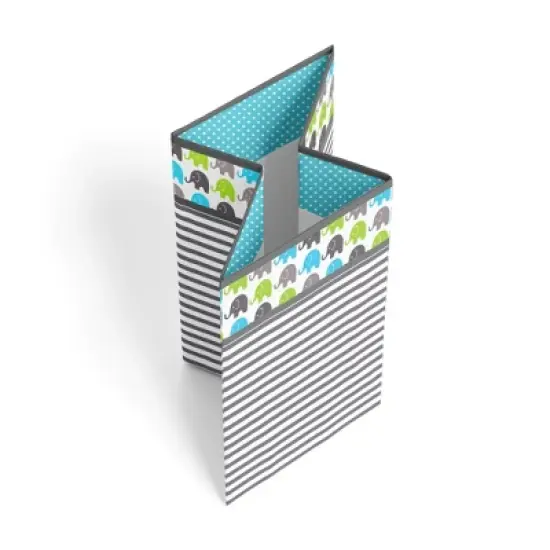 Bacati - Elephants Aqua/Lime/Gray Collapsible Laundry Hamper image {1}