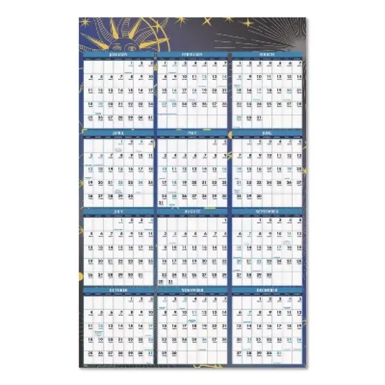 House of Doolittle Recycled Stargazer Laminated Wall Planner 12-Month January 2026 to December 2026 Celestial Artwork White image {1}