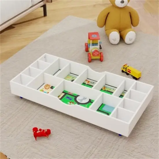 YONWAY Kids 2 in 1 Play Table,Compartments,Compatible with LEGO Building Block,Modern Activity Learning Table Game Furniture-White image {6}